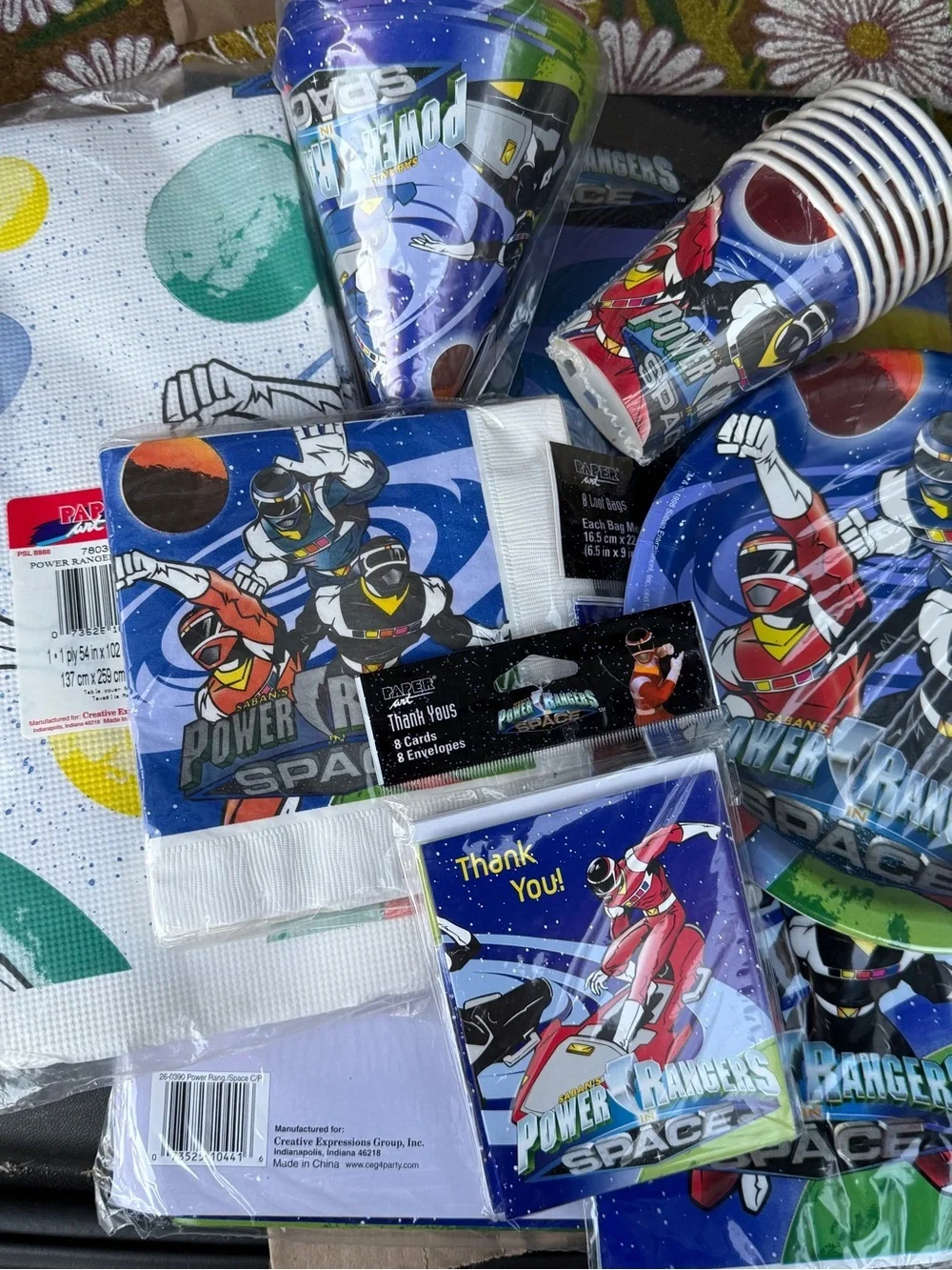 Vintage 1998 Power Rangers Space Party Supplies Lot Happy Birthday